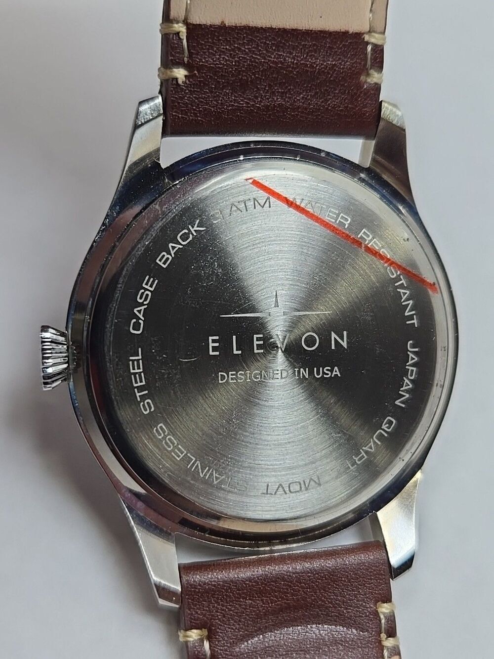 Elevon Hanson Blue Dial Pilot Watch Brown Leather Strap New Battery 42mm - Picture 12 of 12